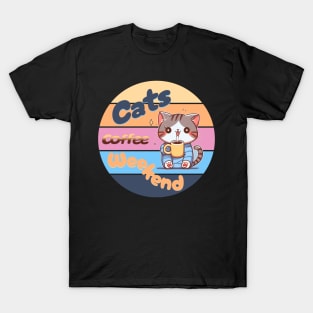 Cats coffee weekend Cute Design V1 T-Shirt